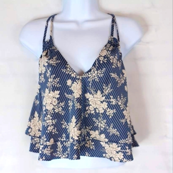 Y2K Uo Floral Crop Top In Blue In Size Xs - Picture 1 of 8